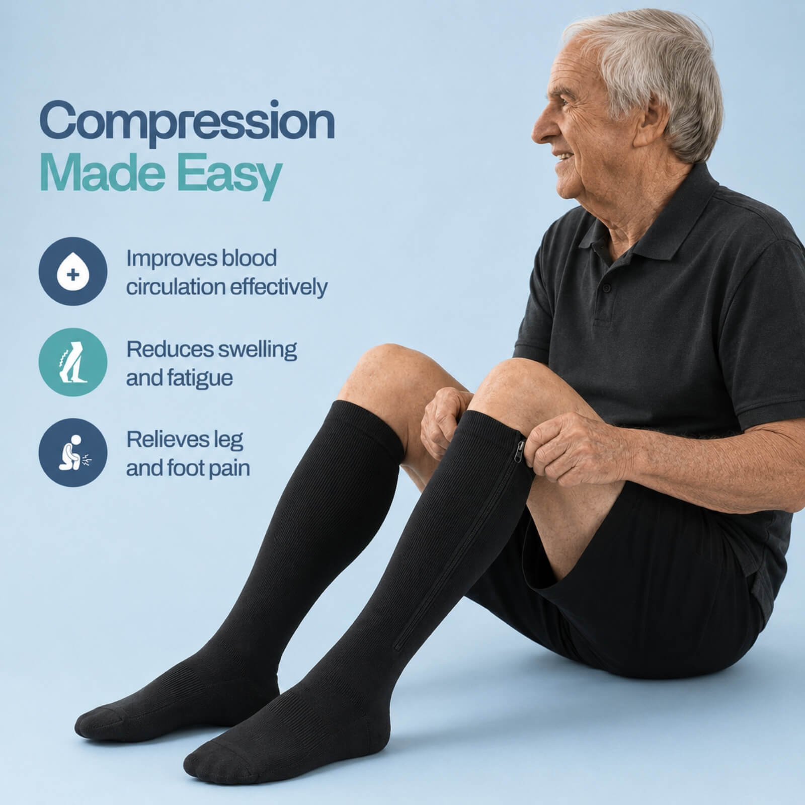 Zipper Compression Socks ?C 15?C20mmHg Graduated Support for Leg Comfort - Image 2