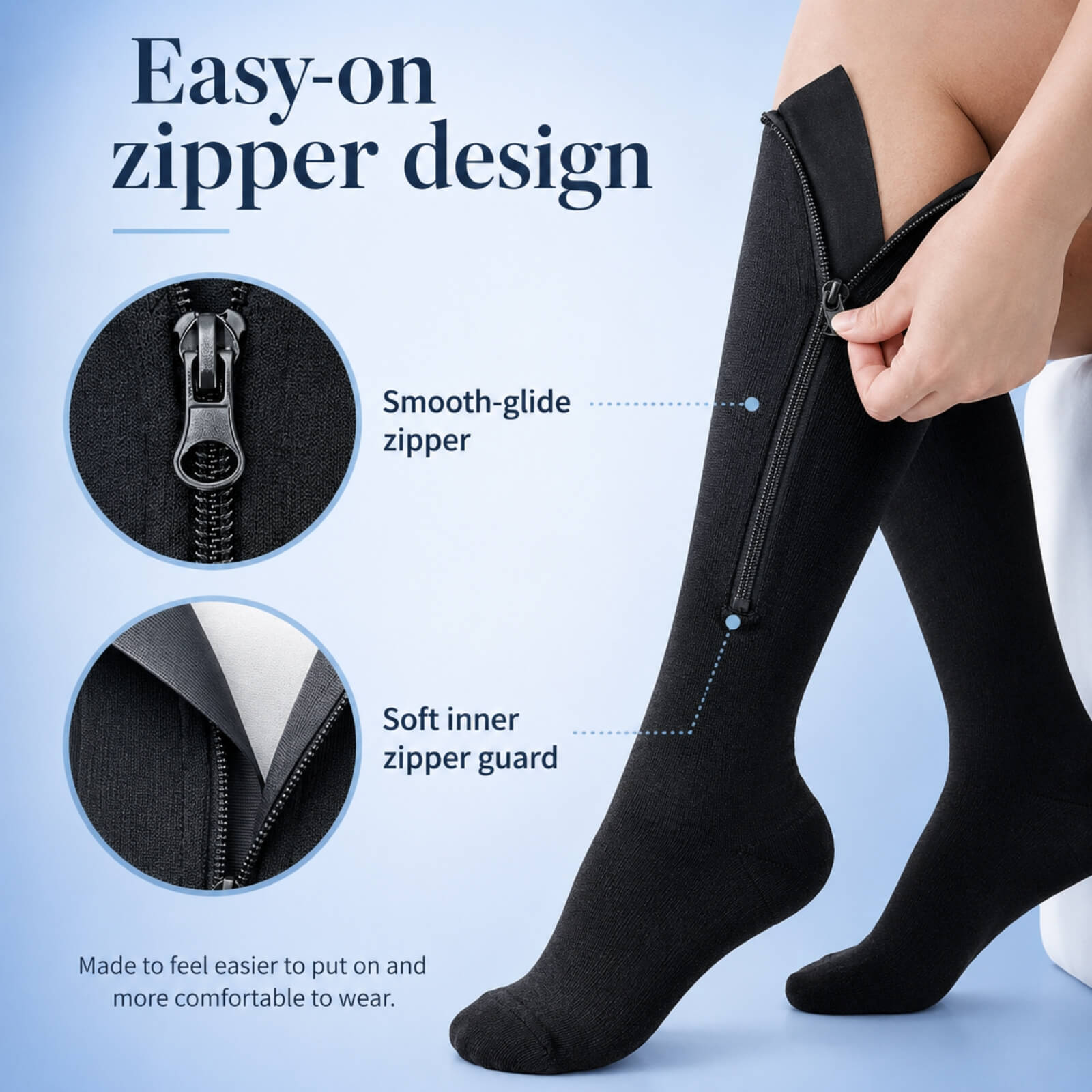 Zipper Compression Socks ?C 15?C20mmHg Graduated Support for Leg Comfort - Image 4