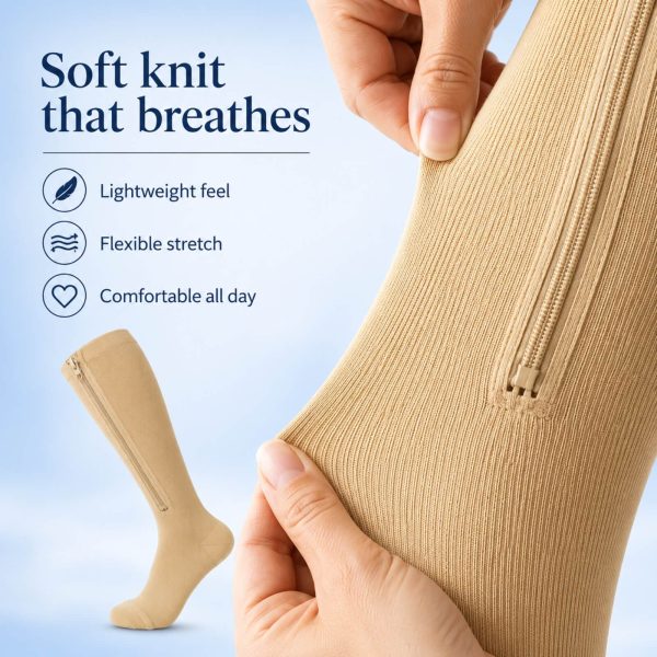 Zipper Compression Socks ?C 15?C20mmHg Graduated Support for Leg Comfort - Image 5