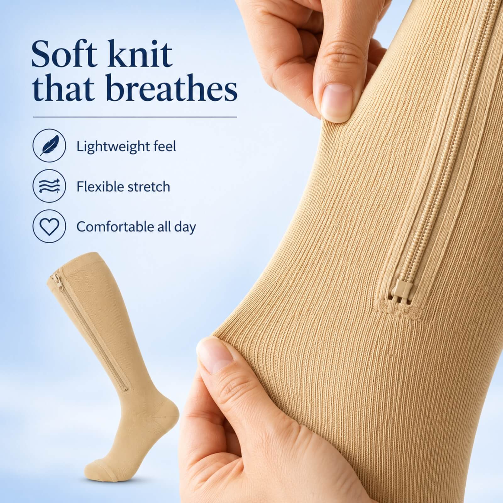 Zipper Compression Socks ?C 15?C20mmHg Graduated Support for Leg Comfort - Image 5
