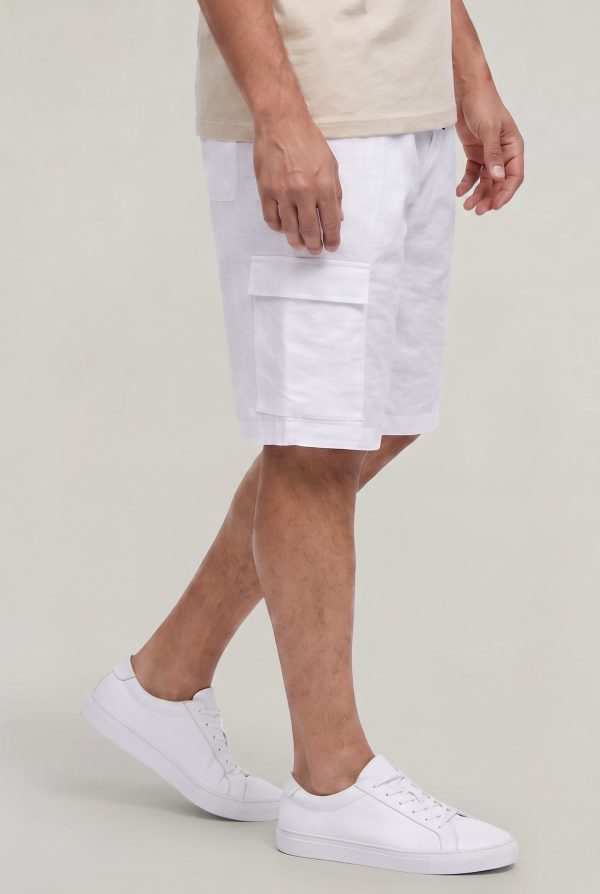 Men's Linen Cargo Shorts Drawstring Waist - Image 2