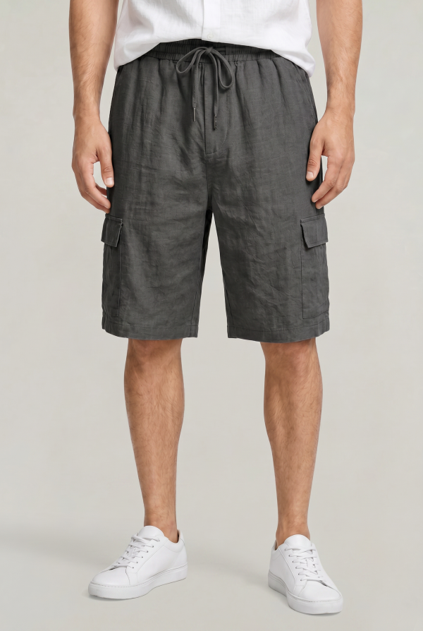 Men's Linen Cargo Shorts Drawstring Waist - Image 8