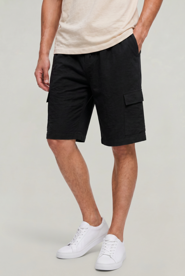 Men's Linen Cargo Shorts Drawstring Waist - Image 9