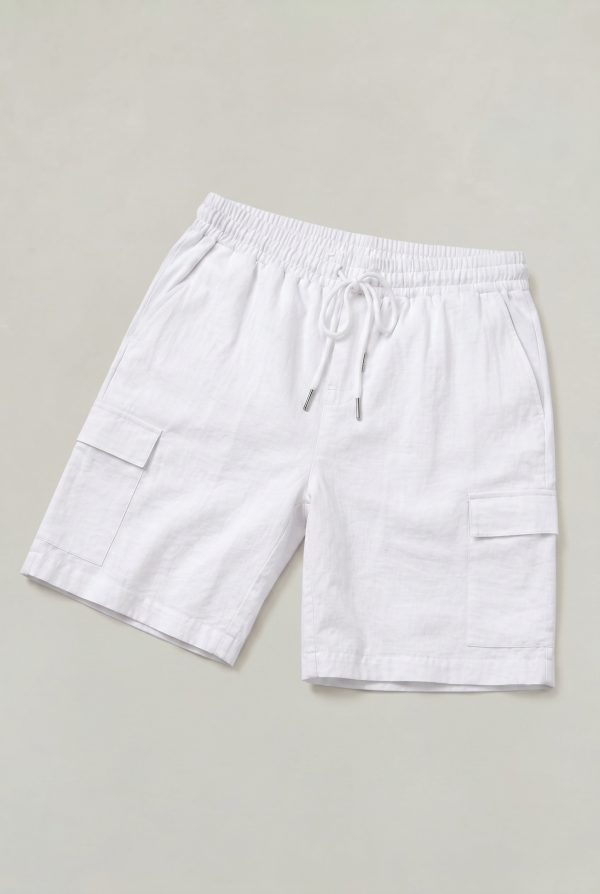 Men's Linen Cargo Shorts Drawstring Waist - Image 5