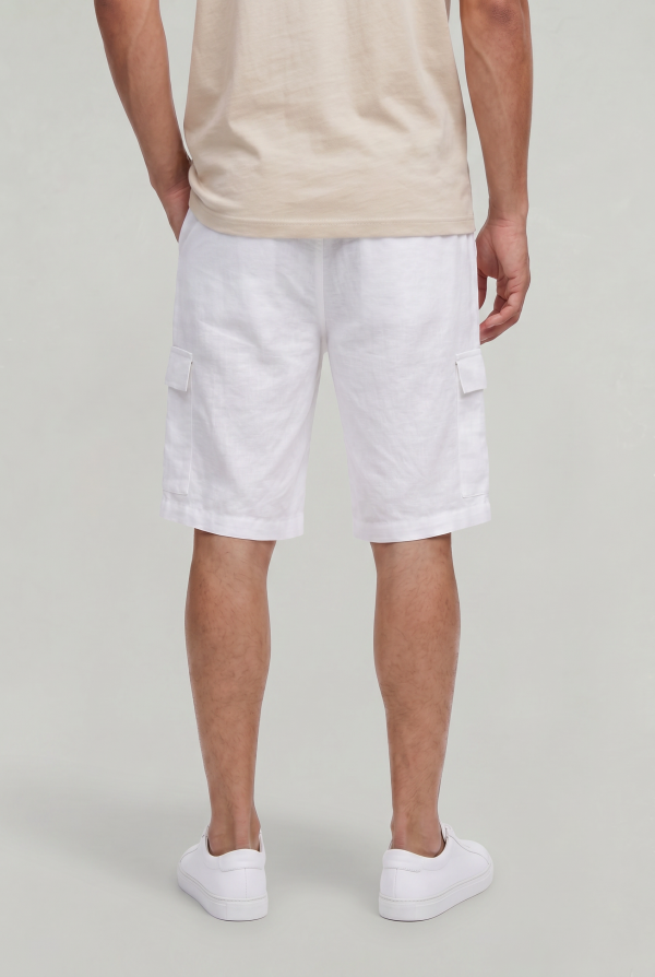 Men's Linen Cargo Shorts Drawstring Waist - Image 3