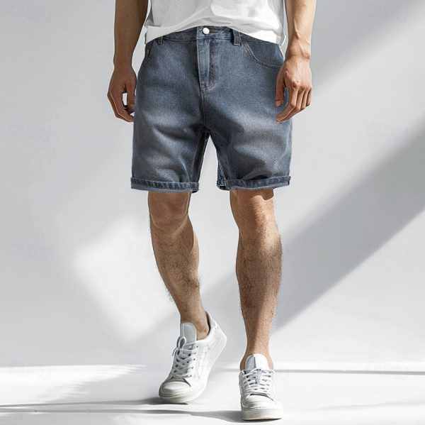 Men's Denim Shorts ?C Relaxed Fit Rolled Hem Summer Style
