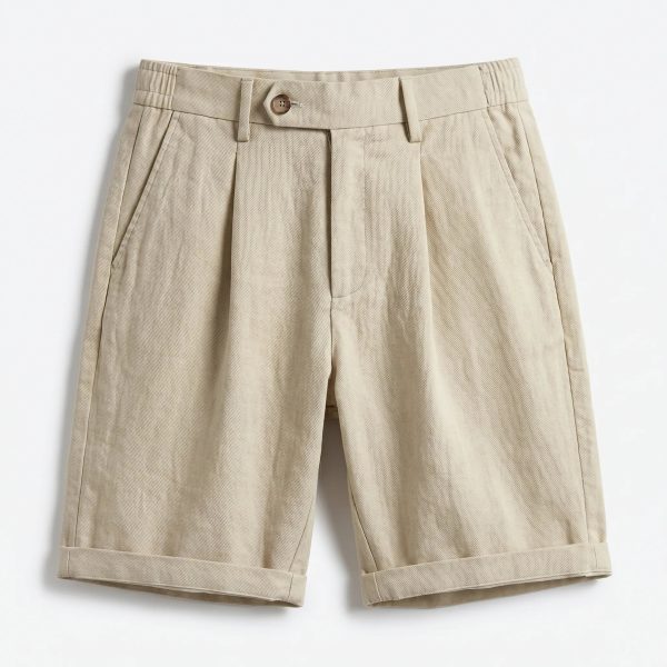 Men's Pleated Linen Look Shorts ?C Tailored Summer Fit - Image 2