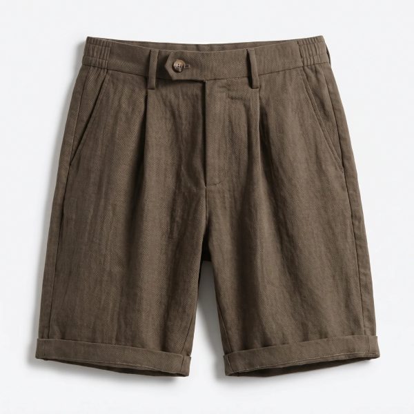 Men's Pleated Linen Look Shorts ?C Tailored Summer Fit - Image 7