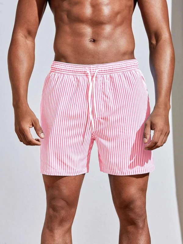 Men's Striped Swim Shorts ?C Quick-Dry Fit