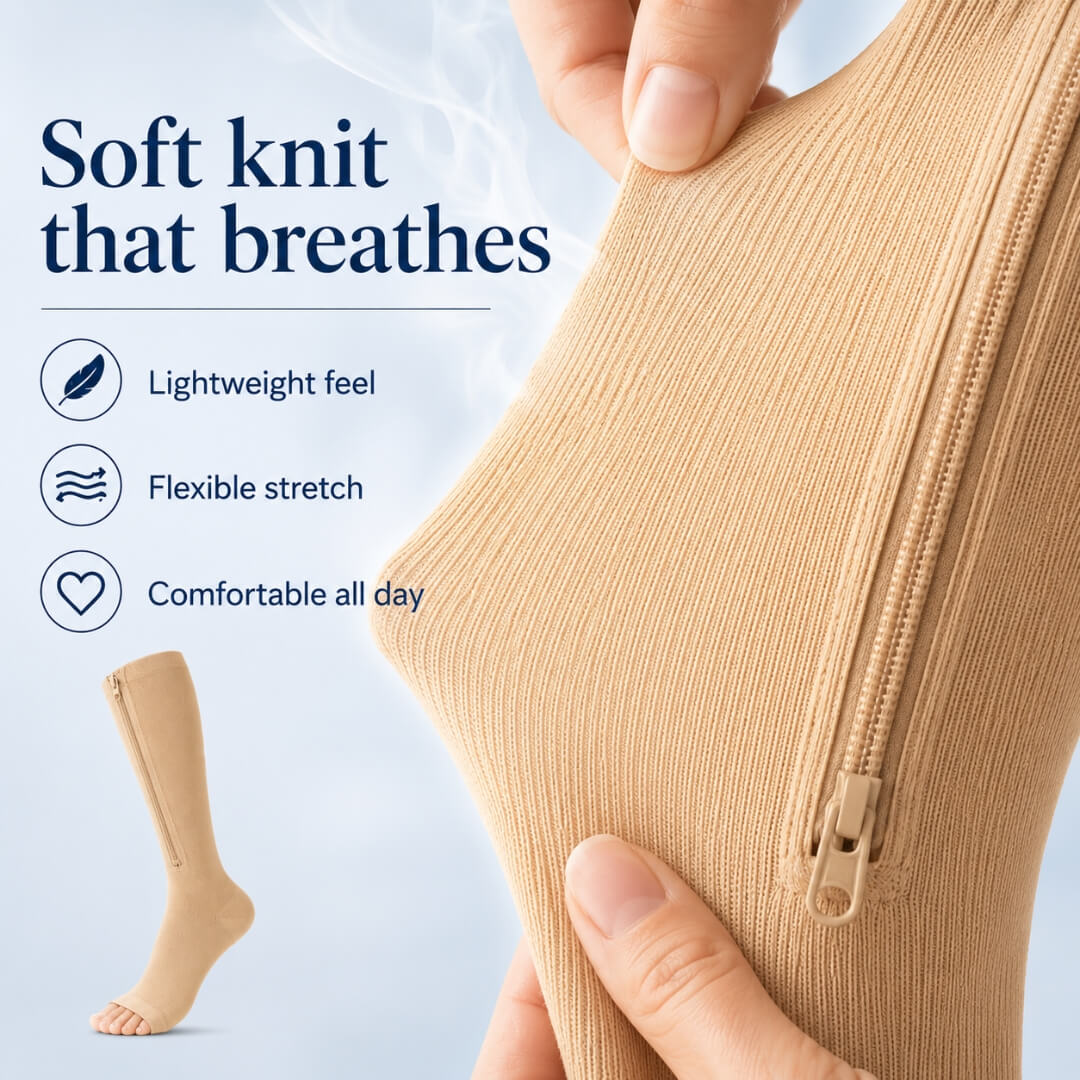 Open Toe Zipper Compression Socks ?C 15-20 mmHg, Easy On & Off - Image 5