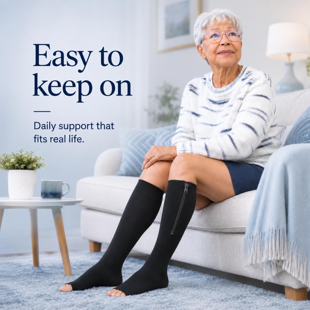 Open Toe Zipper Compression Socks ?C 15-20 mmHg, Easy On & Off - Image 7