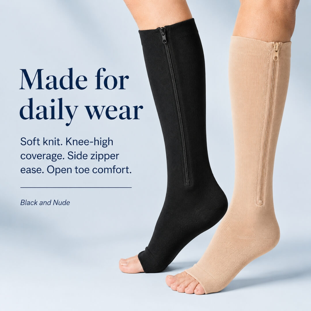 Open Toe Zipper Compression Socks ?C 15-20 mmHg, Easy On & Off - Image 9