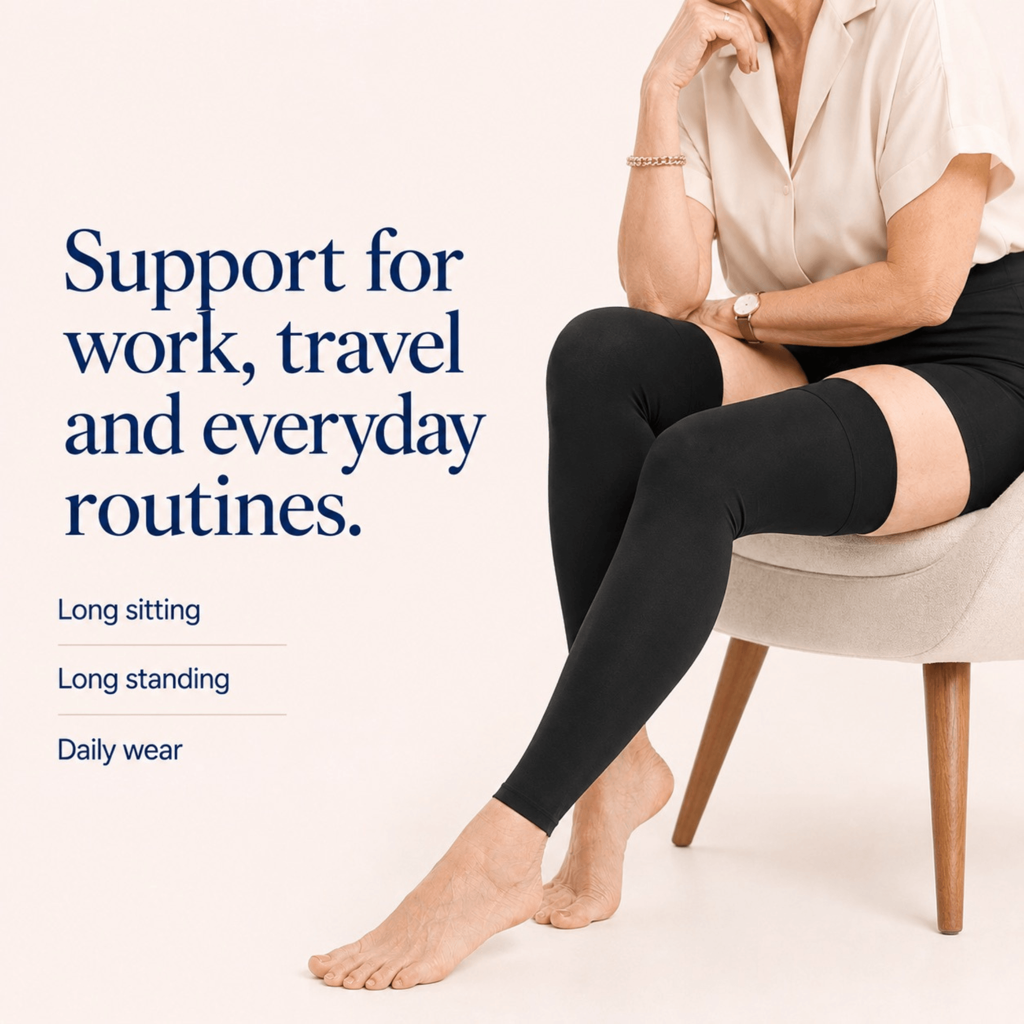 Unilva 20-30 mmHg Footless Thigh-High Compression Leg Sleeves - Image 4
