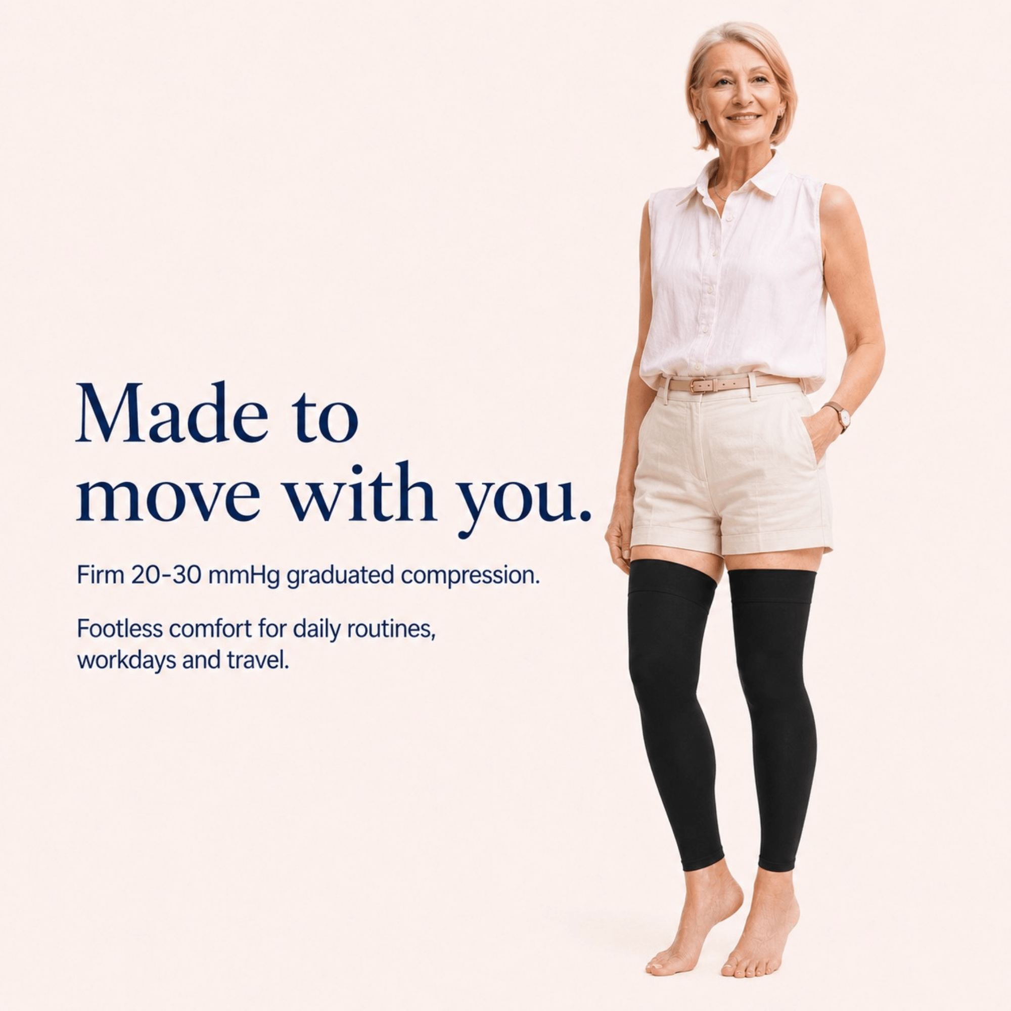 Unilva 20-30 mmHg Footless Thigh-High Compression Leg Sleeves - Image 7
