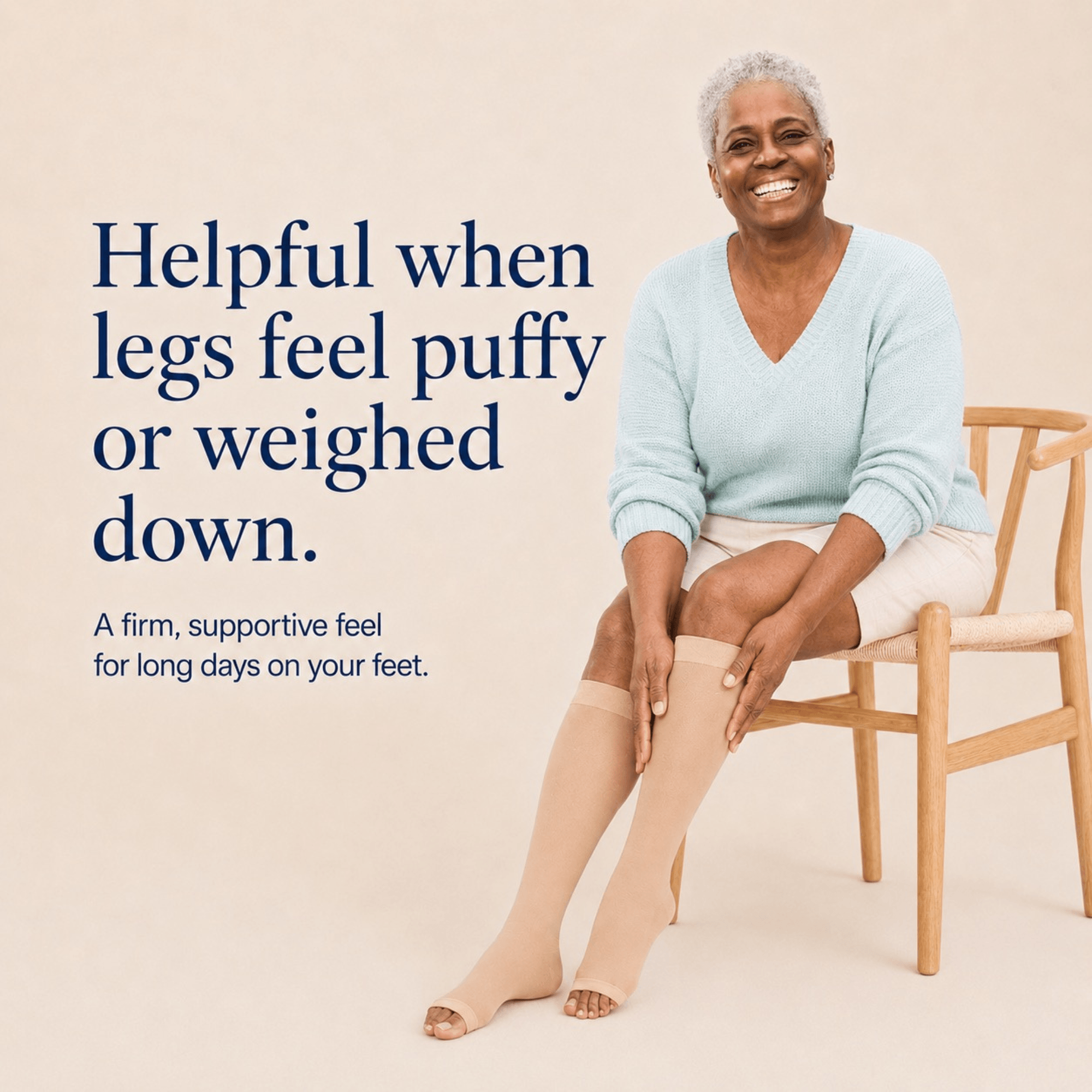 Unilva 20-30 mmHg Open-Toe Knee-High Compression Socks - Image 7