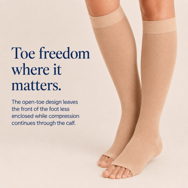Unilva 20-30 mmHg Open-Toe Knee-High Compression Socks - Image 8