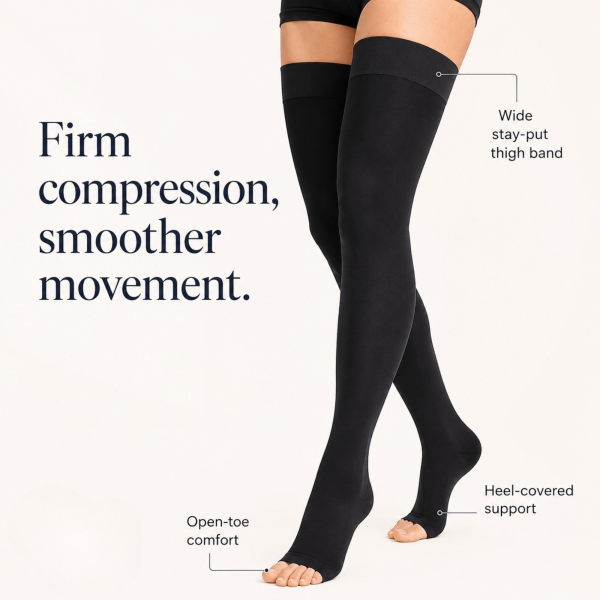 Unilva 20-30 mmHg Thigh-High Compression Stockings, Open Toe - Image 5