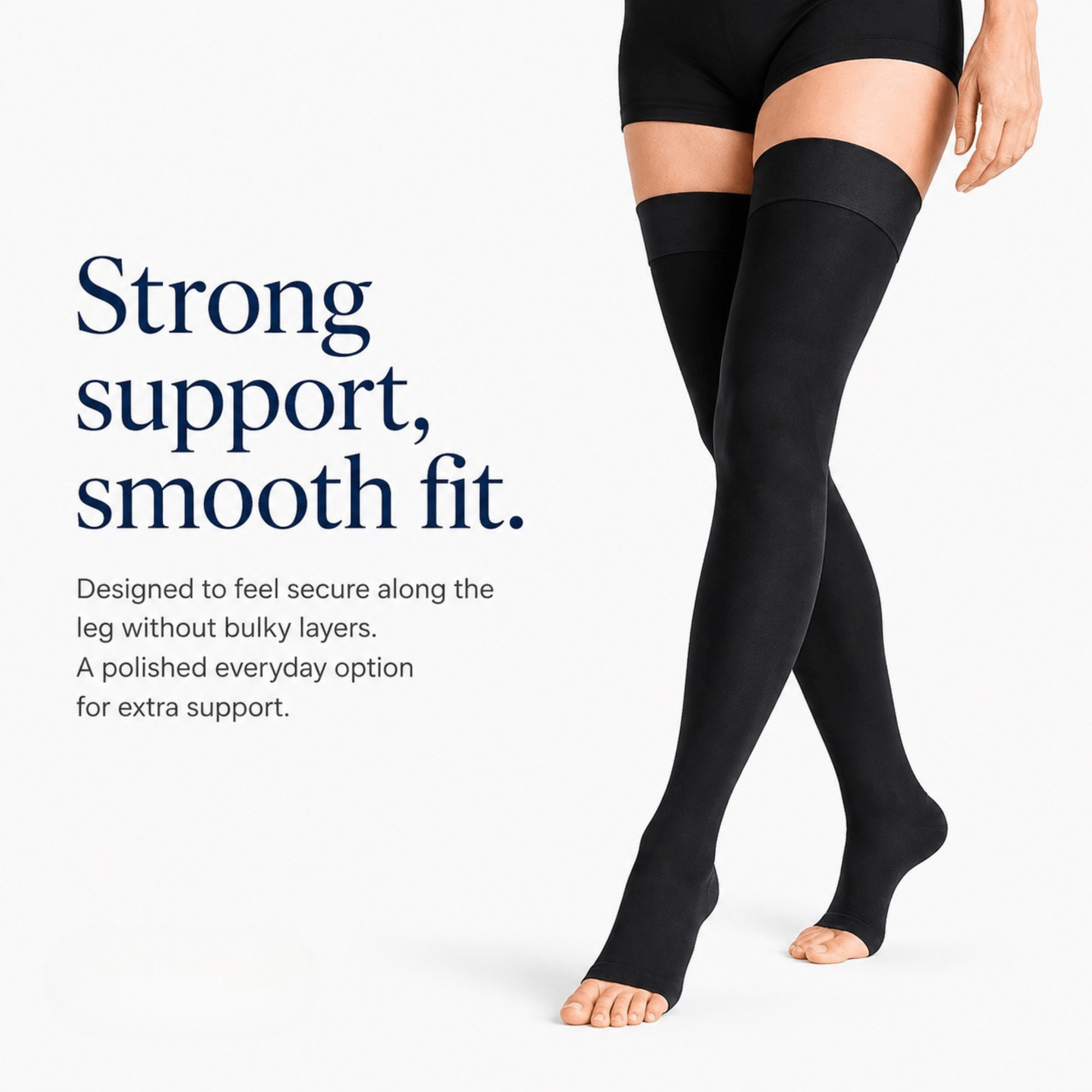 Unilva 20-30 mmHg Thigh-High Compression Stockings, Open Toe - Image 7