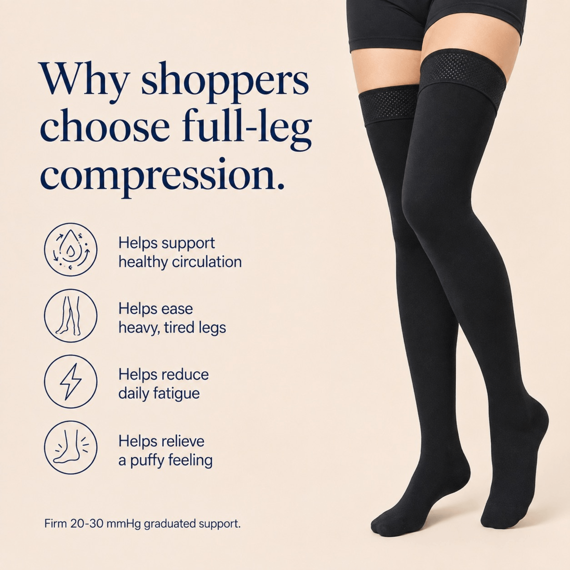 Unilva 20-30 mmHg Thigh-High Graduated Compression Stockings - Image 4