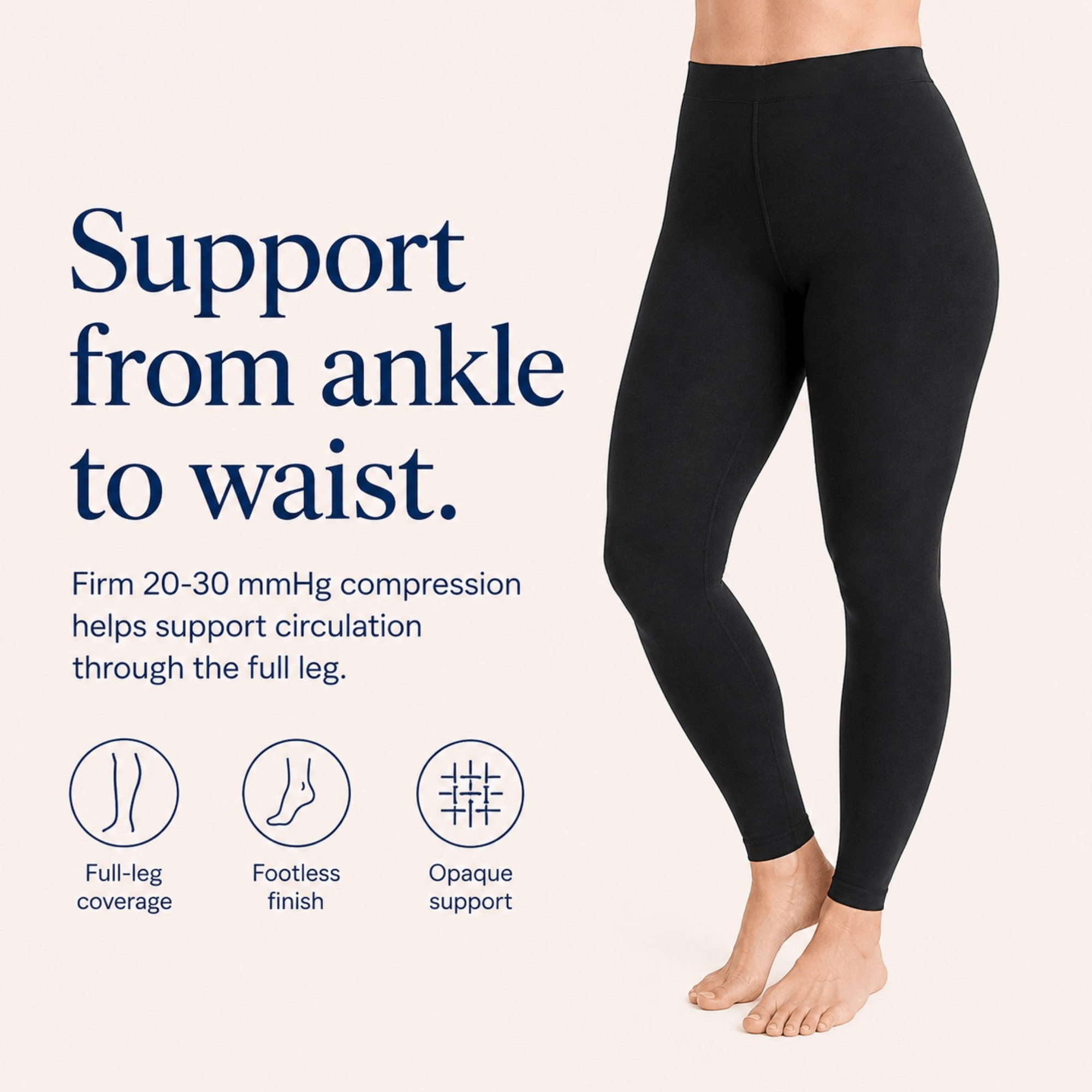 Unilva 20-30 mmHg Waist-High Footless Compression Tights - Image 4