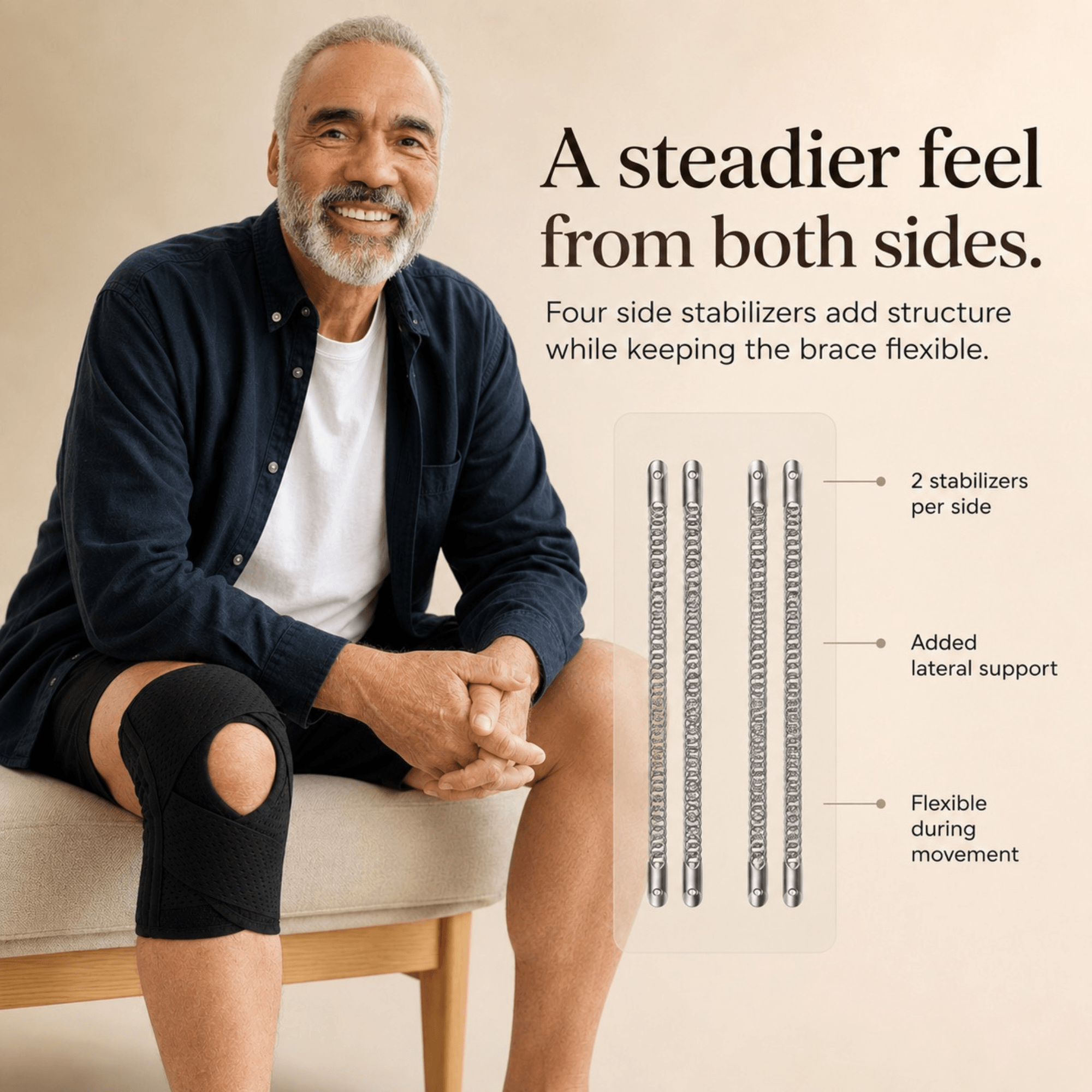 Unilva Meniscus Support Knee Brace with Side Stabilizers - Image 3