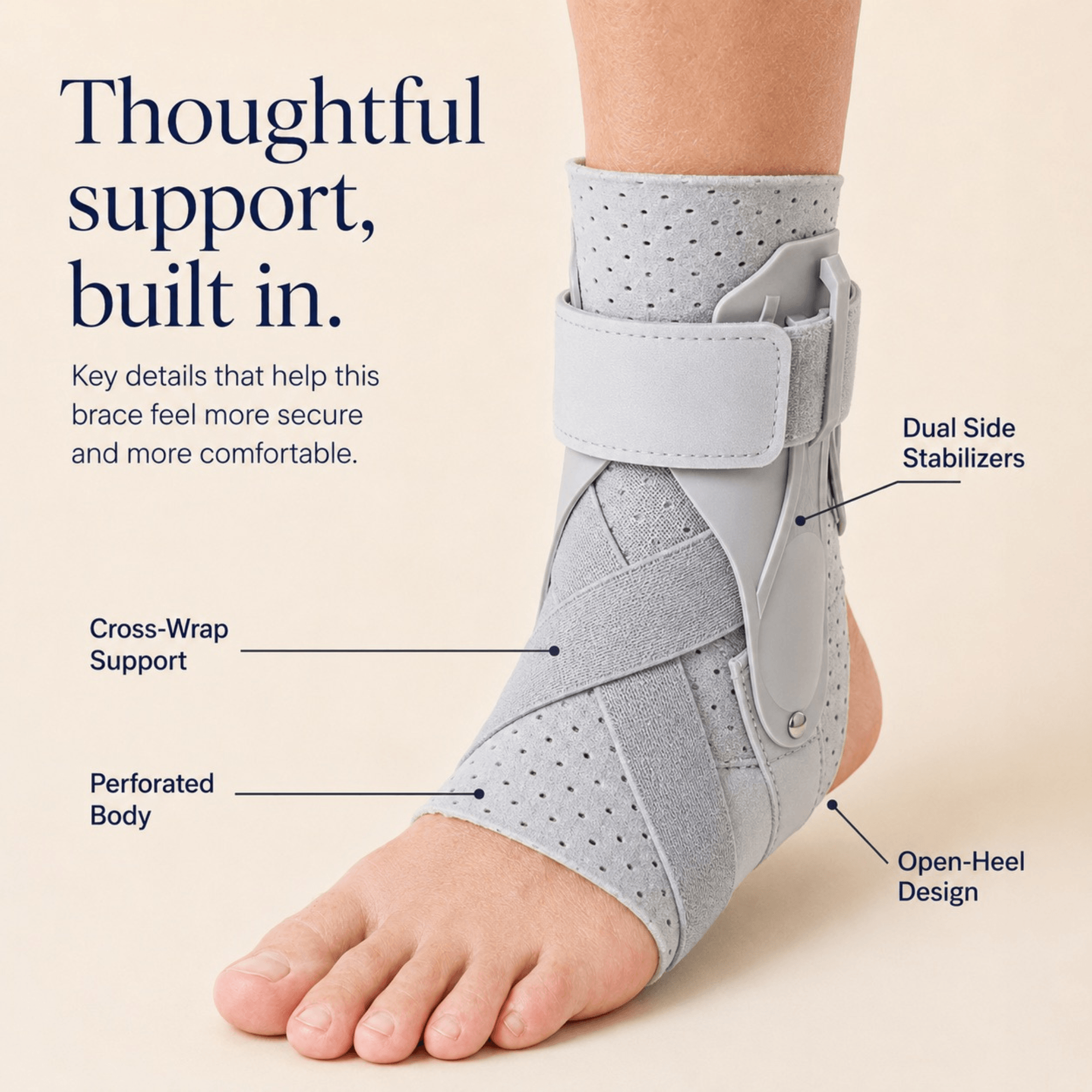 Unilva Stabilizing Ankle Brace with Side Supports - Image 3