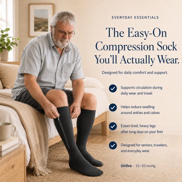 Unilva ZipEase 15-20 mmHg Compression Socks with Zipper - Image 3