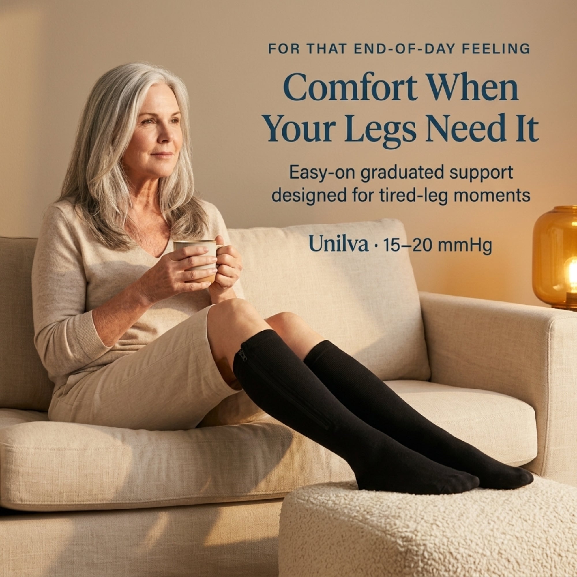 Unilva ZipEase 15-20 mmHg Compression Socks with Zipper - Image 6