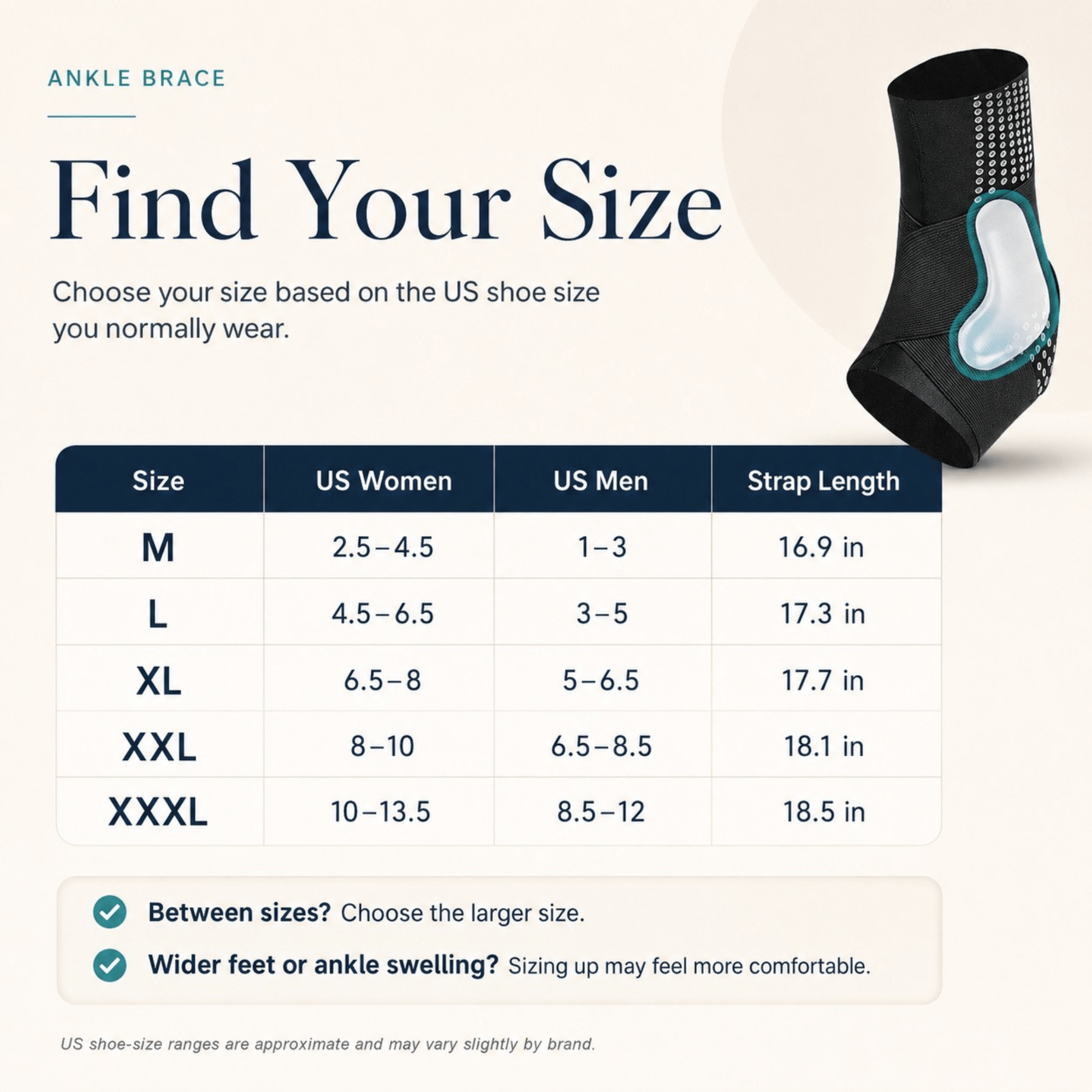 Unilva Adjustable Ankle Brace with Silicone Pads - Image 9