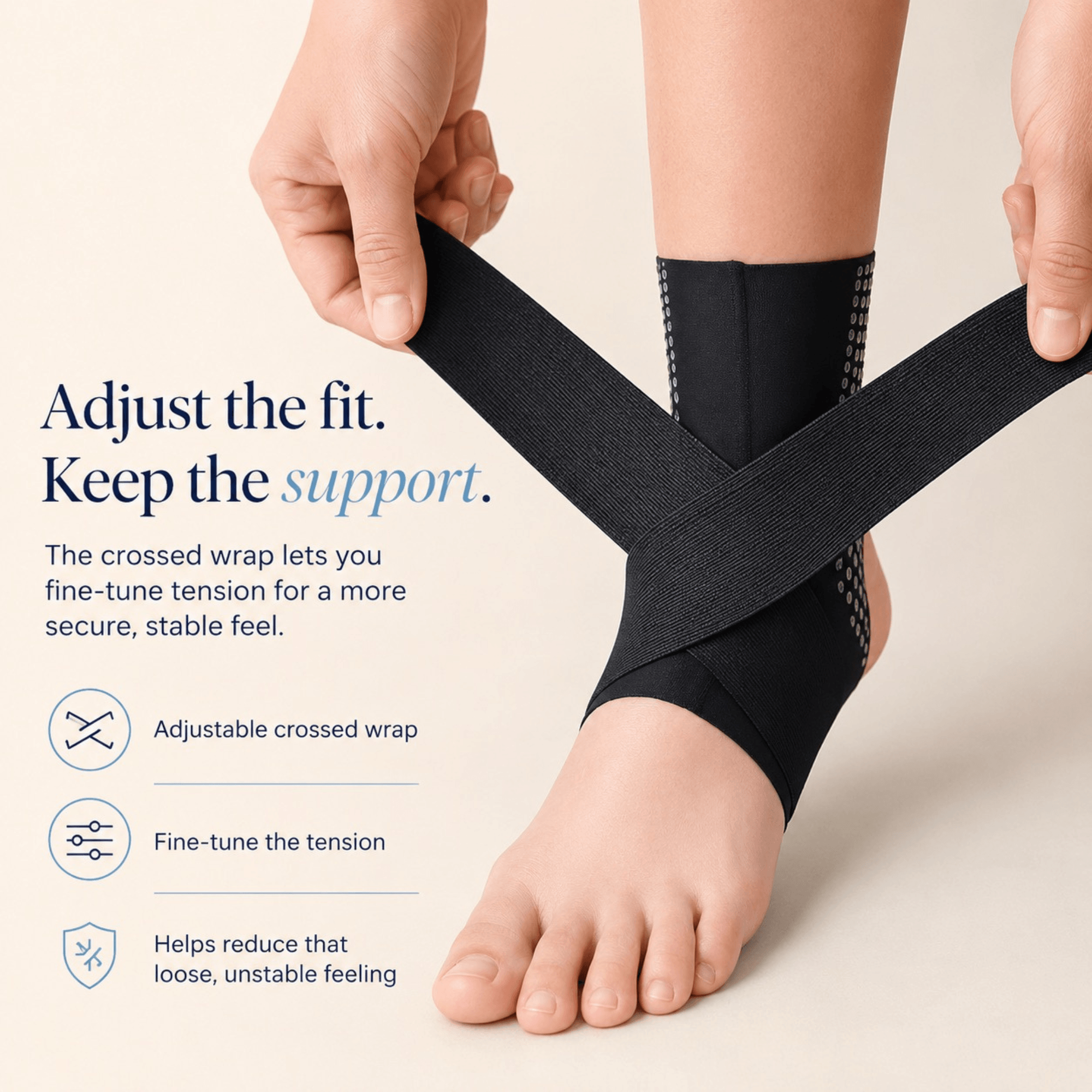 Unilva Adjustable Ankle Brace with Silicone Pads - Image 6