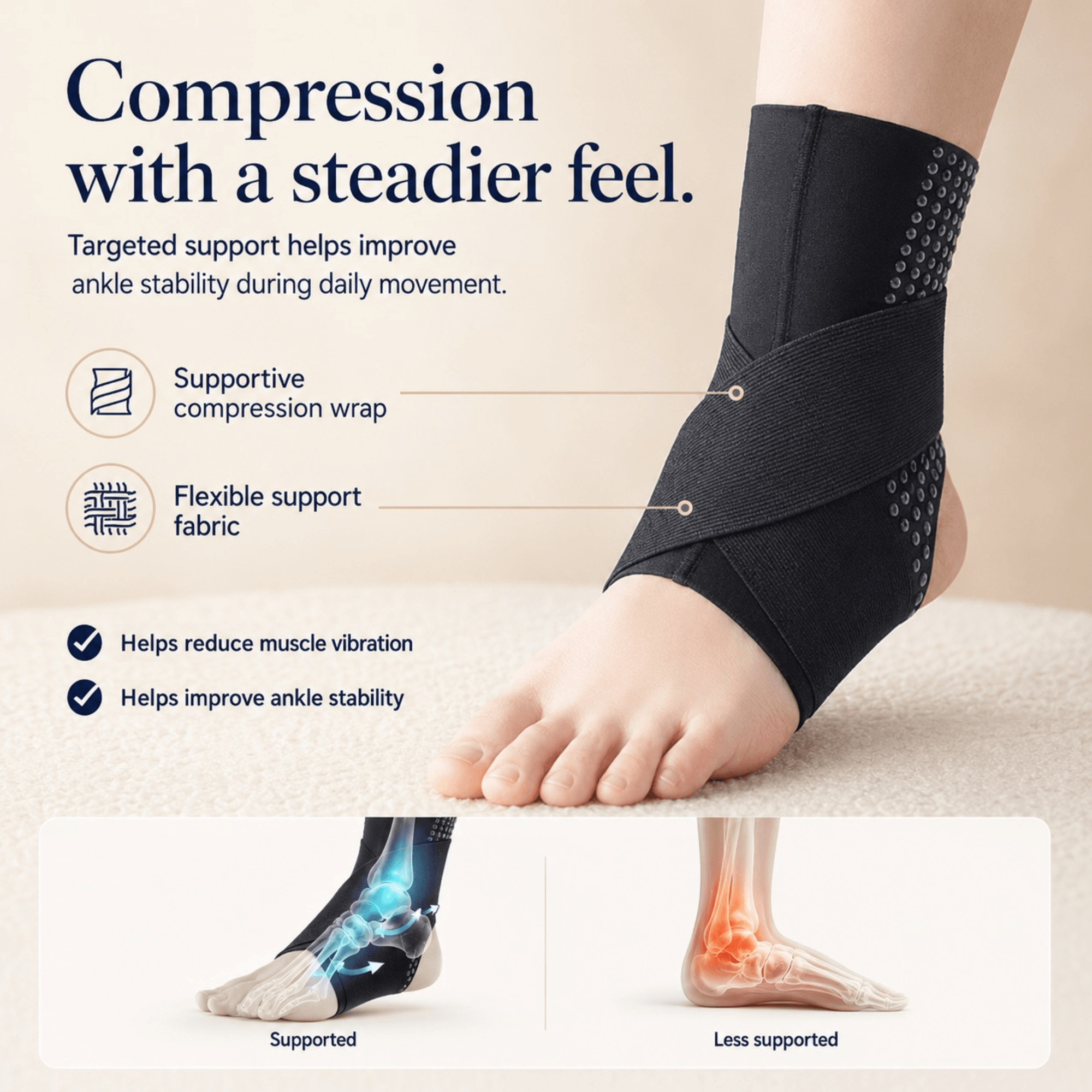 Unilva Adjustable Ankle Brace with Silicone Pads - Image 4