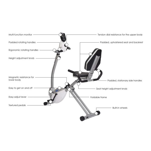 Stamina Recumbent Exercise Bike with Upper Body Exerciser - Image 4