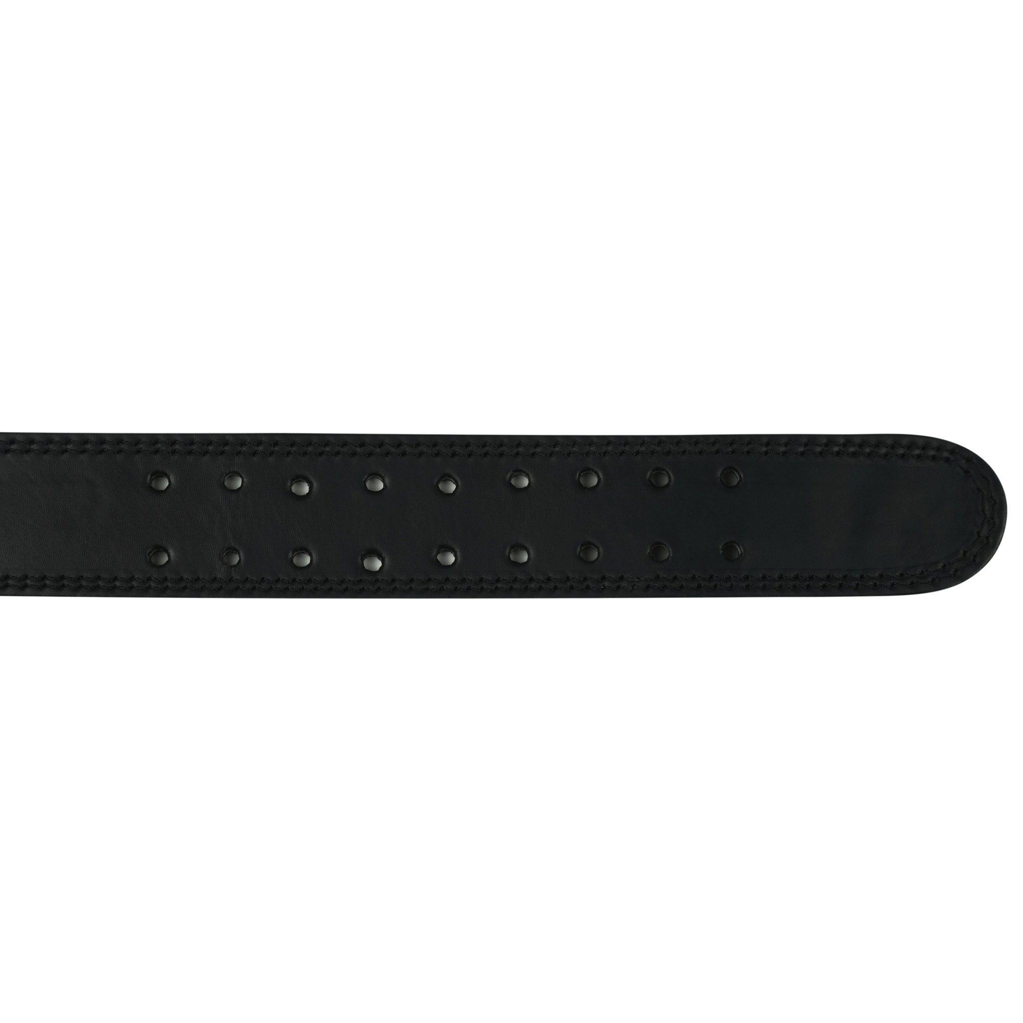 Plain Black Double Prong Leather Weightlifting Belt - Image 4