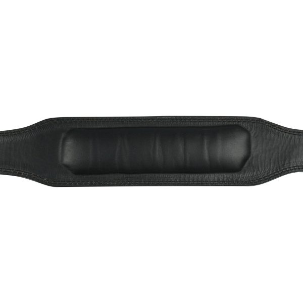 Plain Black Double Prong Leather Weightlifting Belt - Image 3