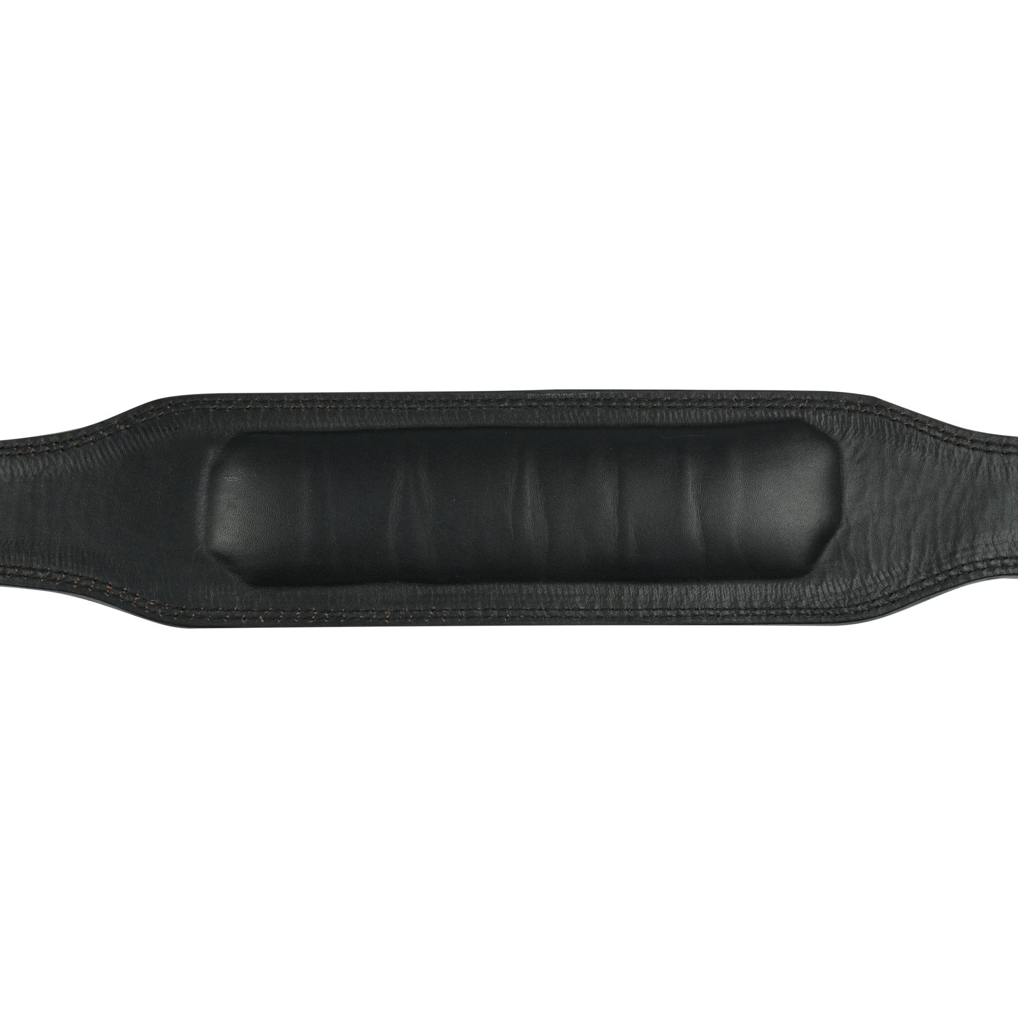 Plain Black Double Prong Leather Weightlifting Belt - Image 3
